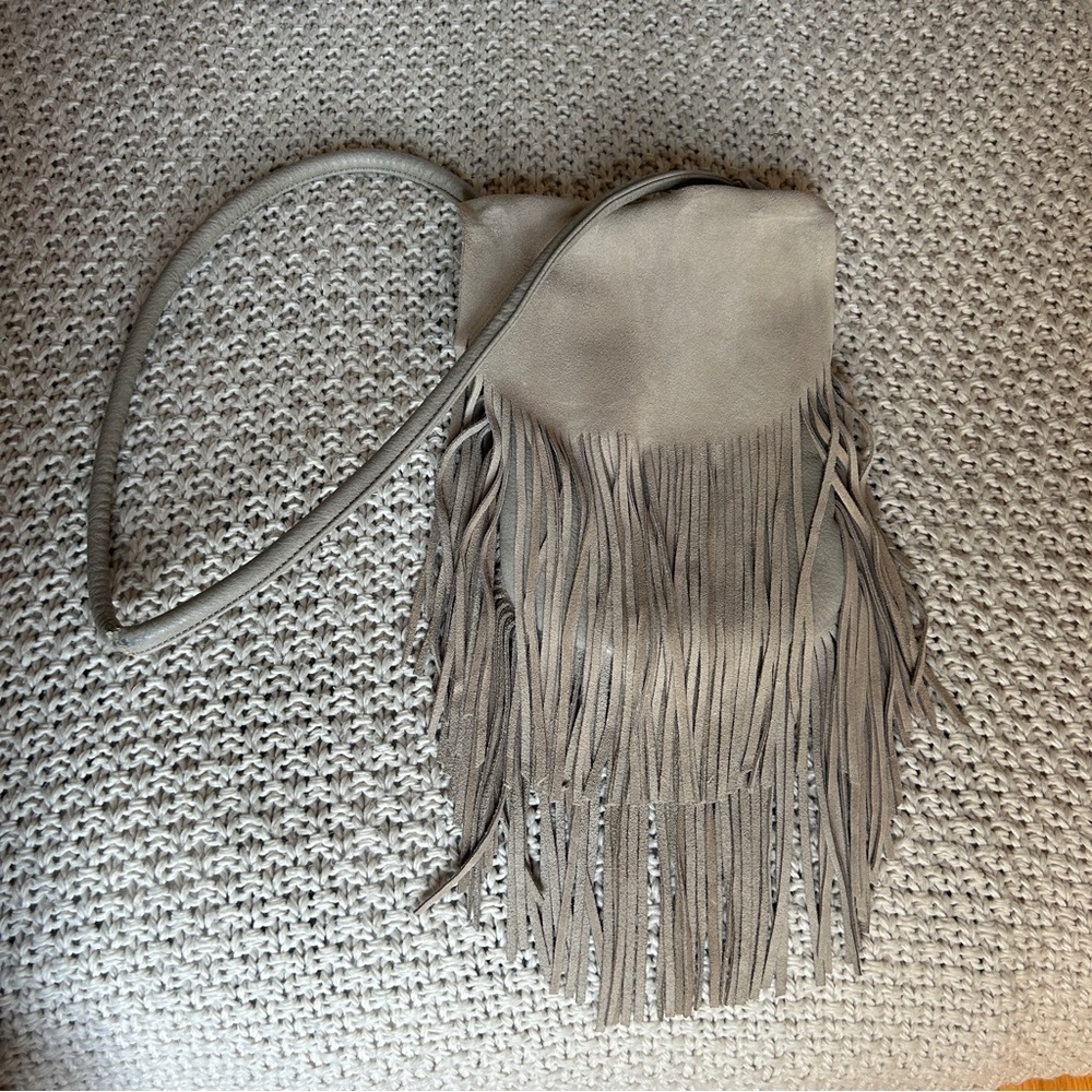 Moda Luxe Fringe Crossbody Bag - Taupe